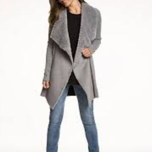 Twelfth Love Women Gray Cardigan Sweater With Fur Size Small